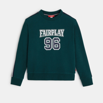 Avis Sweat-shirt à message "Fair Play 96" vert garçon OKAIDI 2