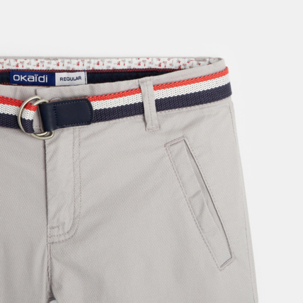 Avis Bermuda toile fantaisie et ceinture sangle gris garçon OKAIDI 4