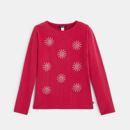 Avis T-shirt coton bio à motif clouté rose fille OKAIDI 1