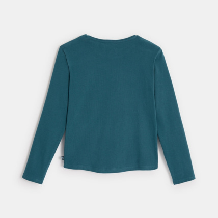 Avis T-shirt doux à motif patché vert fille OKAIDI 3