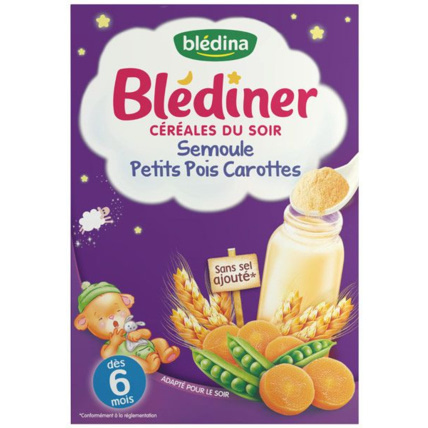 Avis Blédiner Céréales du soir - Semoule, petits pois et carottes Blédina 1