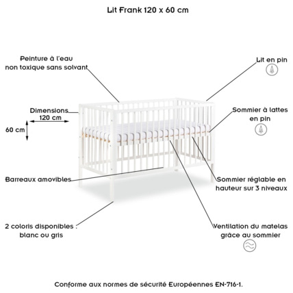 Avis Lit bébé sommier réglable et barreaux amovibles FRANK KLUPS 2