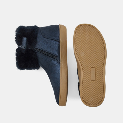Avis Boots croûte de cuir irisée col fourré bleues fille OKAIDI 3