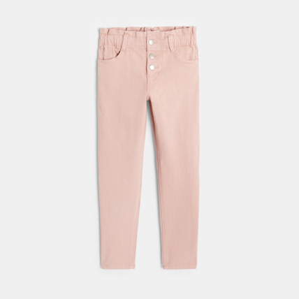 Avis Pantalon mom paper bag rose fille OKAIDI 1