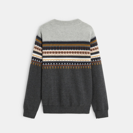 Avis Pull col rond jacquard scandinave gris garçon OKAIDI 4