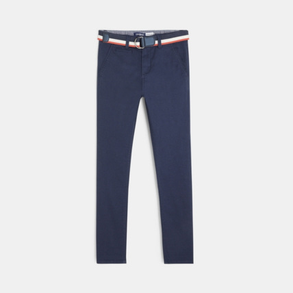 Avis Pantalon en toile stretch + ceinture bleu garçon OKAIDI 2