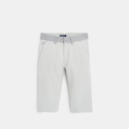 Avis Bermuda coupe droite en toile gris garçon OKAIDI 1