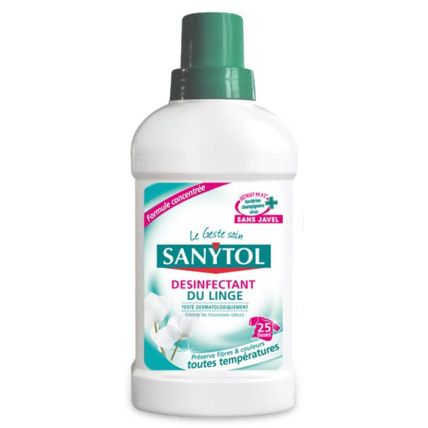 SANYTOL Lessive désinfectante anti-odeurs fleurs blanches 17 lavages 1,65l  pas cher 