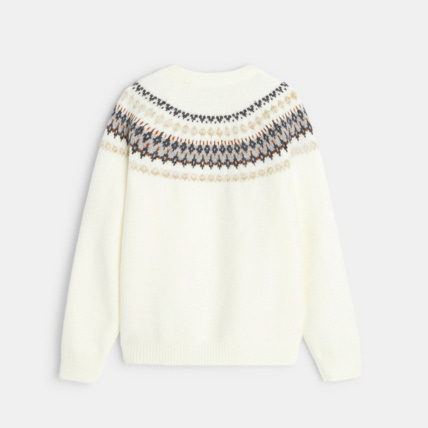 Avis Pull scandinave motif jacquard blanc fille OKAIDI 4