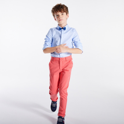Pantalon chino en twill de coton uni rose garcon OKAIDI Comparateur Avis Prix