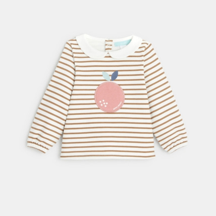 Avis Sweat molleton rayé pomme brodée OBAÏBI 1