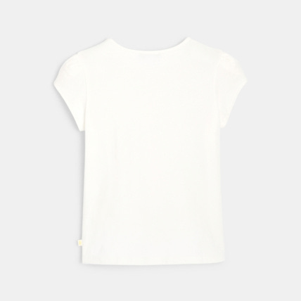 Avis T-shirt col rond brodé blanc fille OKAIDI 2