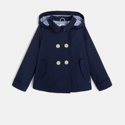 Avis Trench enduit déperlant à capuche amovible bleu fille OKAIDI 2