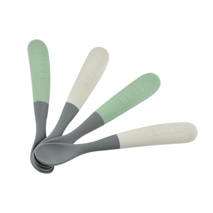 Avis Lot de 4 cuillères 1er âge silicone bi-ton mineral BÉABA 1