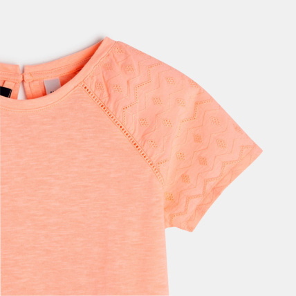 Avis T-shirt détail broderie anglaise rose fille OKAIDI 2