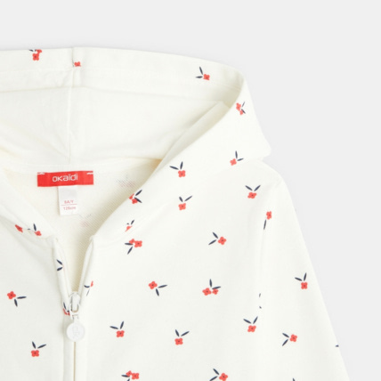 Avis Sweat-shirt à capuche à petits motifs imprimés blanc fille OKAIDI 3