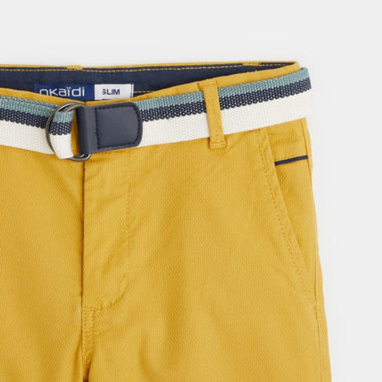 Avis Bermuda slim en toile piquée jaune garçon OKAIDI 3