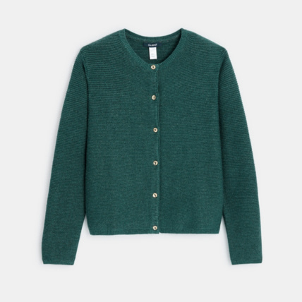 Avis Gilet boutonné à côtes Ottoman vert fille OKAIDI 1