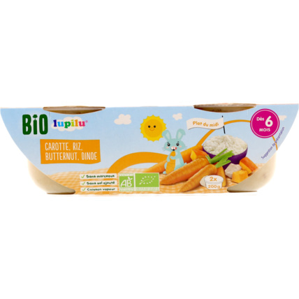 Avis Coupelles 6 mois midi Bio - Carotte, riz, butternut, dinde lupilu® 1