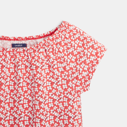 Avis T-shirt imprimé fleuri rouge fille OKAIDI 2