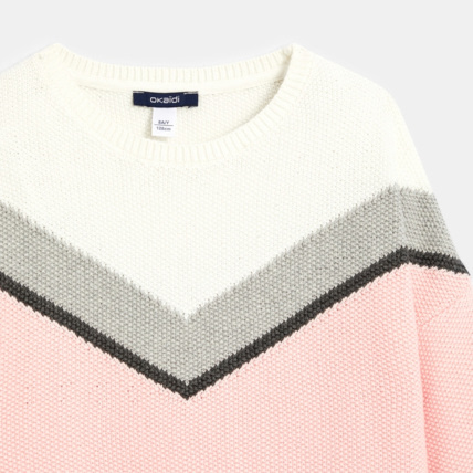 Avis Pull jacquard col rond rose fille OKAIDI 2