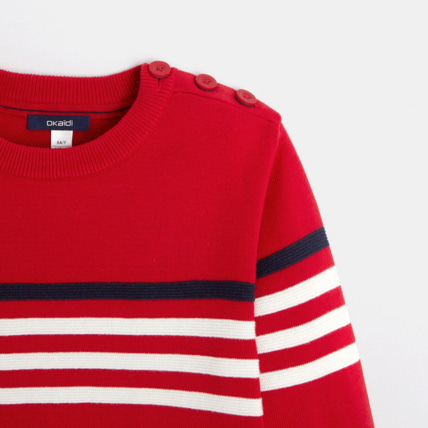 Avis Pull coton à rayures rouge garçon OKAIDI 2