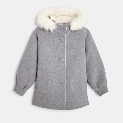 Avis Manteau fourré à capuche gris fille OKAIDI 2