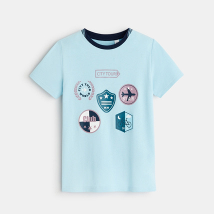Avis T-shirt maille piquée écussons city tour bleu garçon OKAIDI 2