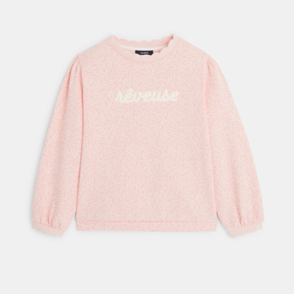 Avis Sweat-shirt imprimé à message "Rêveuse" rose fille OKAIDI 1