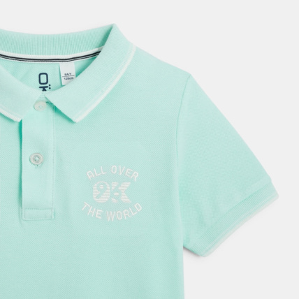 Avis Polo manches courtes 96 All Over The World turquoise garçon OKAIDI 2
