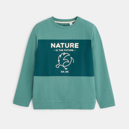 Avis Sweat-shirt à message "nature is the future" vert garçon OKAIDI 1