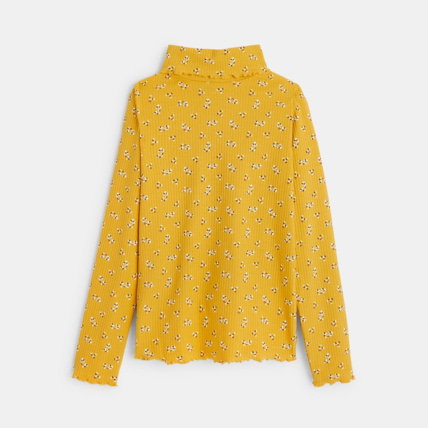 Avis T-shirt col roulé côtelé imprimé jaune fille OKAIDI 3