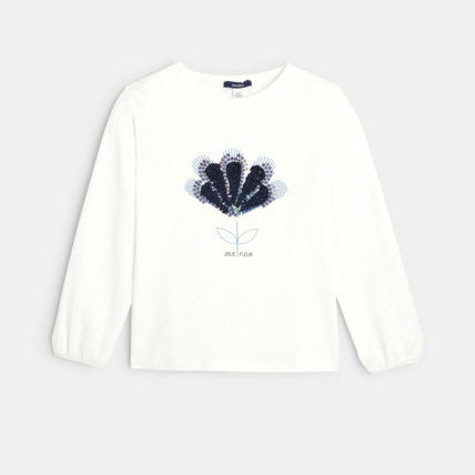 Avis T-shirt manches longues à motif brodé bleu fille OKAIDI 1