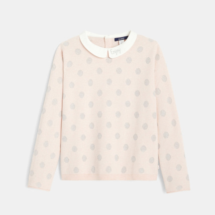 Avis Pull à pois irisés et col Claudine rose fille OKAIDI 1