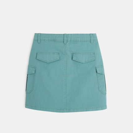 Avis Jupe courte cargo en toile unie verte fille OKAIDI 2