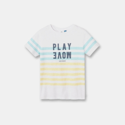 Avis T-shirt rayé à message blanc garçon OKAIDI 1