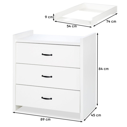 Avis Commode bébé avec plan à langer amovible et 3 tiroirs AMELIA  Mon Mobilier Design 4