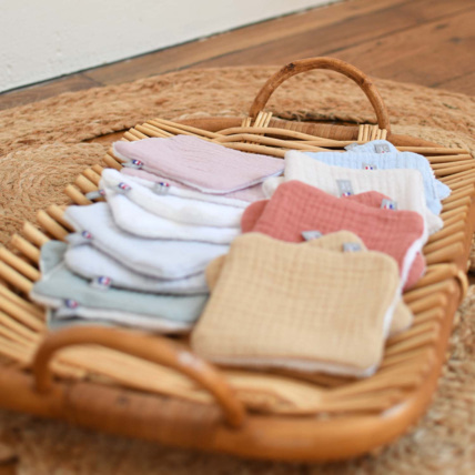 Avis Lot de 8 lingettes lavables, semainier en gaze de coton, Jeanne Sevira Kids 6