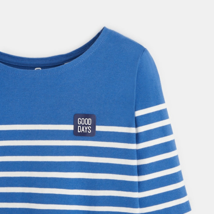 Avis T-shirt marinière à message "Good Days" bleu garçon OKAIDI 2