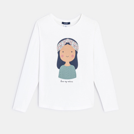 Avis T-shirt personnage et message blanc fille OKAIDI 2