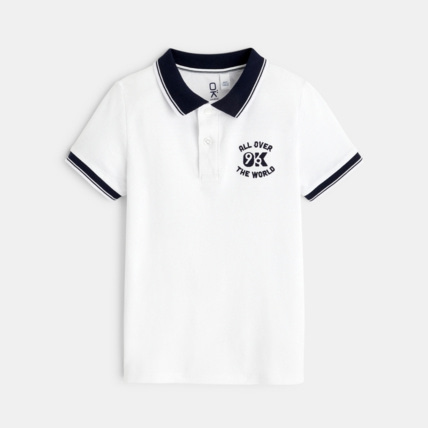 Avis Polo maille piquée manches courtes blanc garçon OKAIDI 2