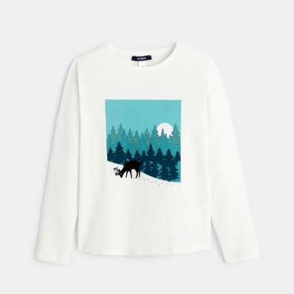 Avis T-shirt à motif paysage vert fille OKAIDI 1