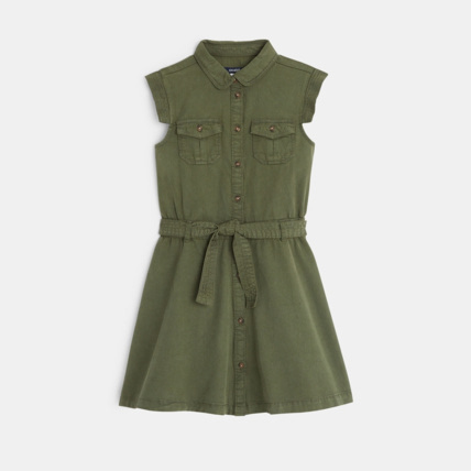Avis Robe safari en toile unie verte fille OKAIDI 2