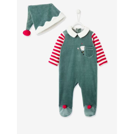 Avis Coffret cadeau de Noël bébé mixte pyjama + bonnet Joyeux Lutin Vertbaudet 1