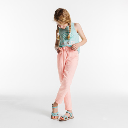 Avis Pantalon léger en double gaze de coton rose fille OKAIDI 1