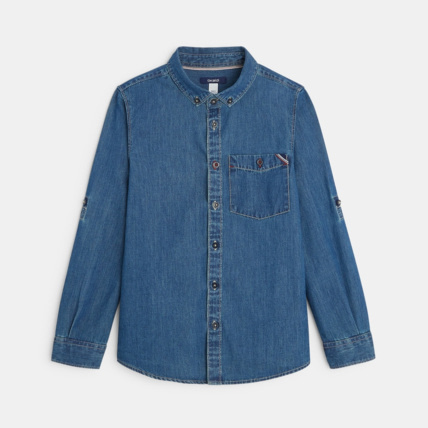 Avis Chemise manches longues en jean bleue garçon OKAIDI 1