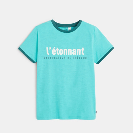 Avis T-shirt jersey flammé Explorateur bleu garçon OKAIDI 1