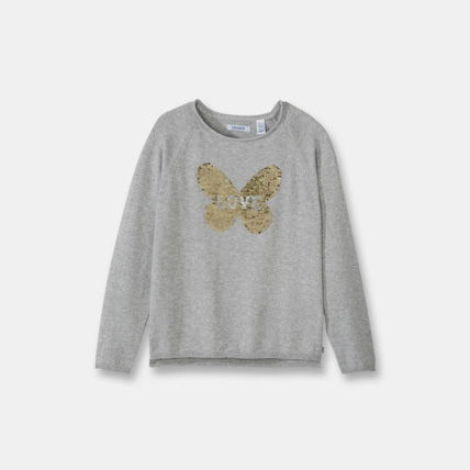 Avis Pull à sequins magiques gris fille OKAIDI 1