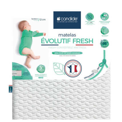 Avis Matelas bébé  Évolutif Fresh déhoussable 360° - 70x140cm CANDIDE 1