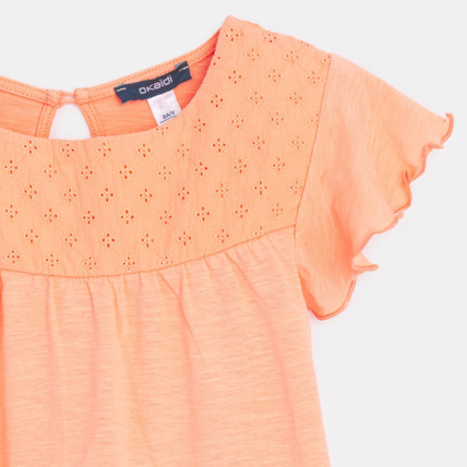 Avis T-shirt détail broderie anglaise orange fille OKAIDI 2